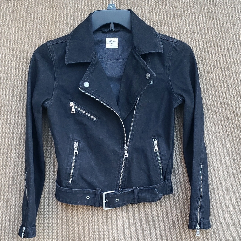 GAP Black Jean Jacket with Silver Accents - Picture 1 of 5